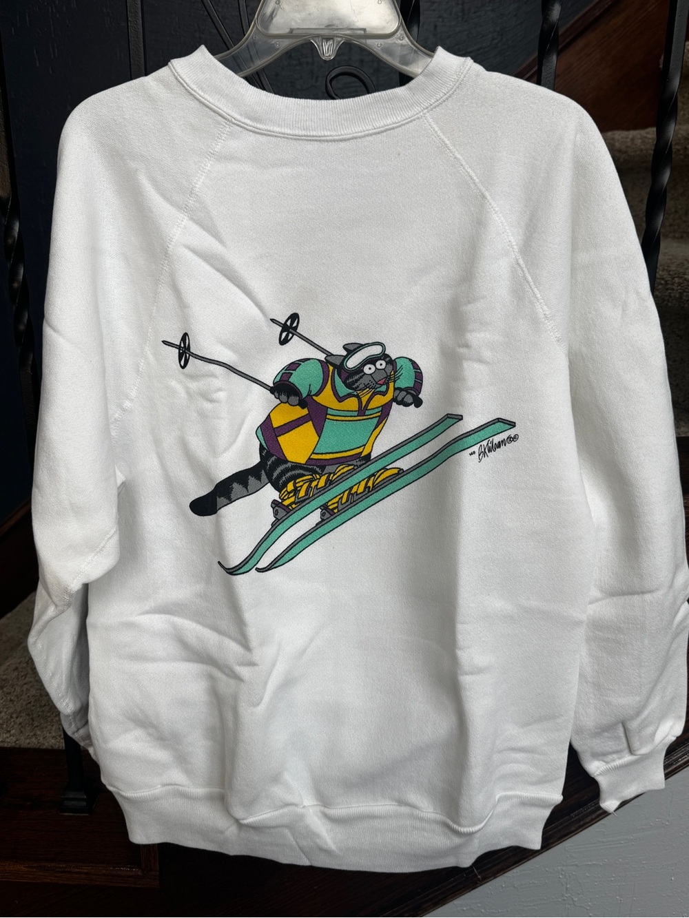 Vintage 70s Rare Large Crazy Shirts Hawaii B. Kliban Ski Cat Sweatshirt
